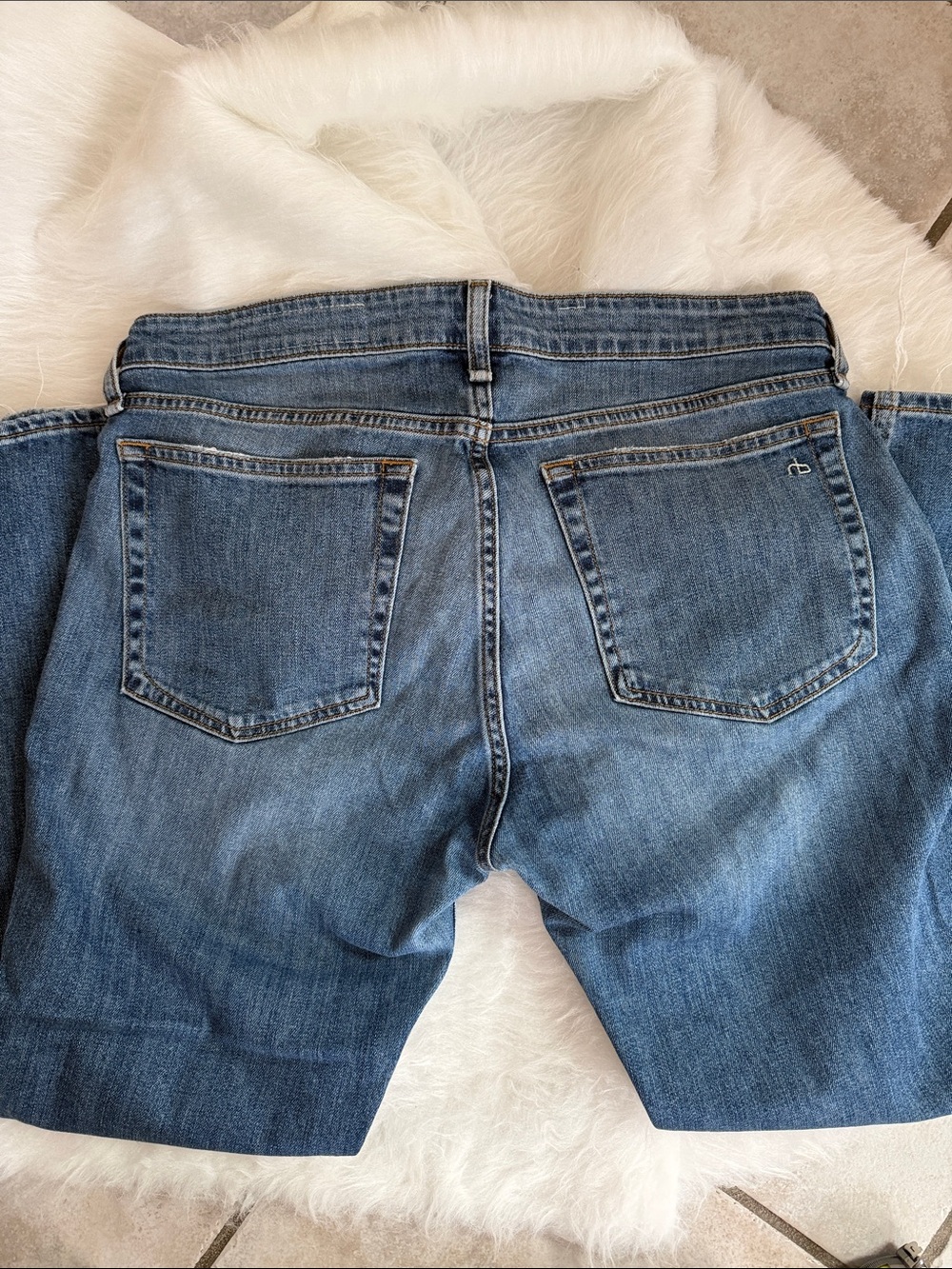 rag & bone Women's Boyfriend Jeans in Medium Blue - Picture 3 of 6